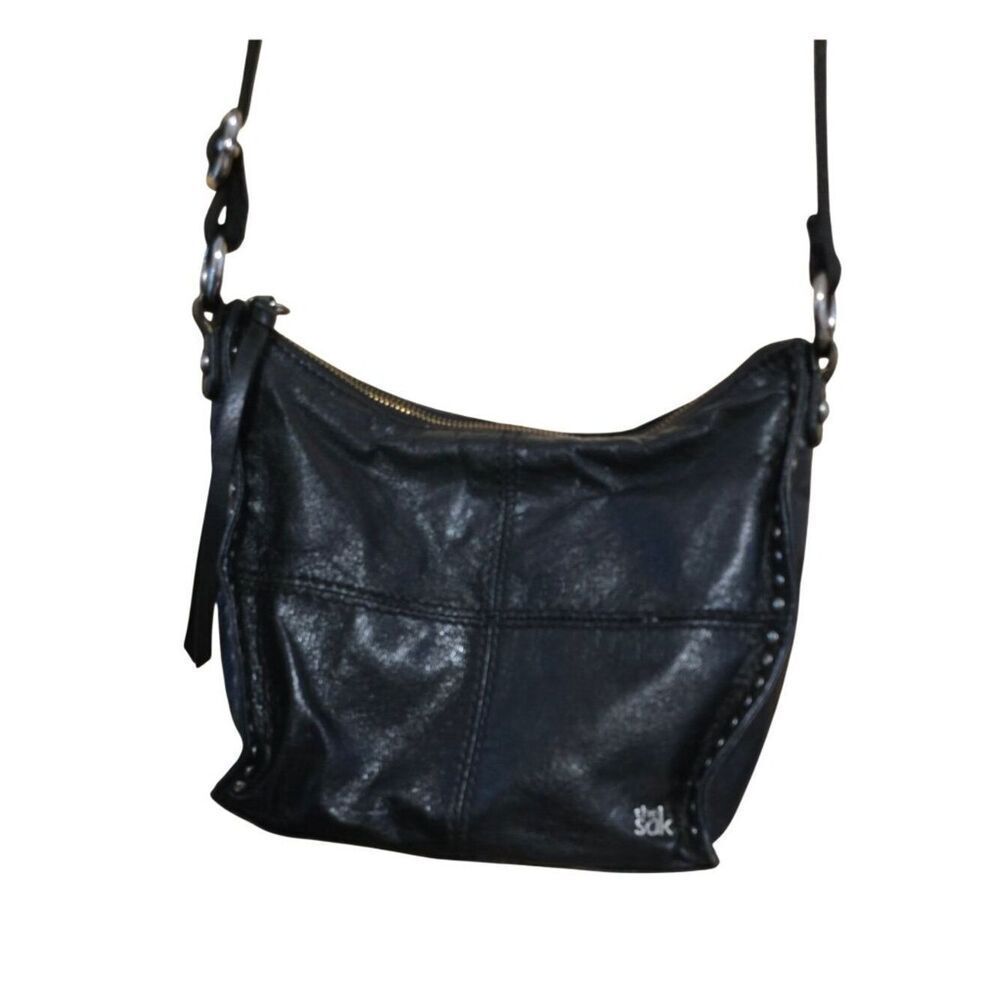 The Sak Womens Leather Crossbody Bag Black Stud Detail Stylish